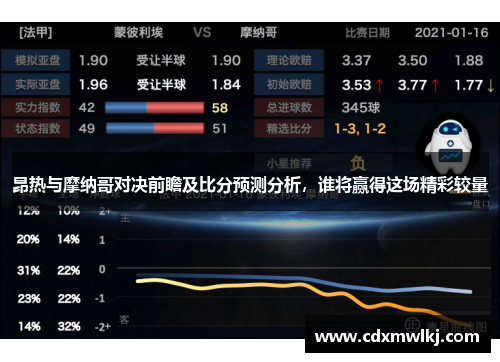 昂热与摩纳哥对决前瞻及比分预测分析，谁将赢得这场精彩较量